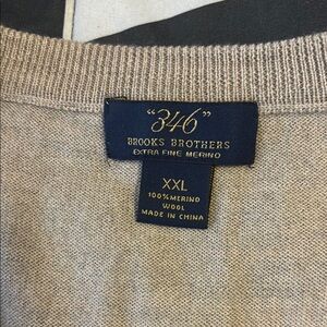 Brooks Brothers Tan Crewneck Sweater with Ribbed Collar